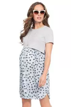 Серое платье с верхом из смесового хлопка для беременных и кормящих женщин Seraphine, серый