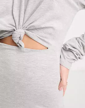 Серое спортивное платье миди с длинными рукавами и узлом ASOS DESIGN