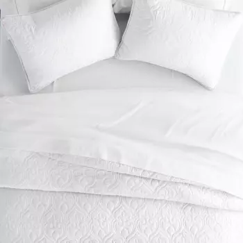Серое стеганое одеяло с дамасской стежкой, современное ультрамягкое постельное белье из микрофибры ienjoy Home, цвет White