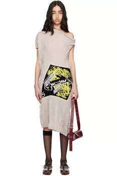 Серое трикотажное платье-миди Satellite Kiko Kostadinov