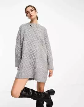 Серое трикотажное платье мини-джемпер ASOS