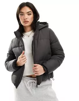 Серое укороченное пуховик New Look