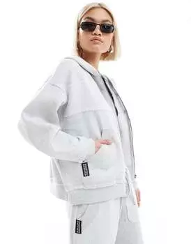 Серое вересковое худи ASOS DESIGN Weekend Collective с молнией и открытой строчкой