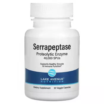 Серрапептаза Lake Avenue Nutrition протеолитический фермент 40 000 SPU, 30 капсул