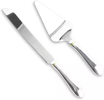 Сервировка торта из нержавеющей стали — Нож для торта и набор для подачи — Набор для сервировки торта с зубчатым лезвием для облегчения резки — Серебро — Праздники, дни рождения, свадьбы, юбилеи HOMI STYLES, цвет Silver