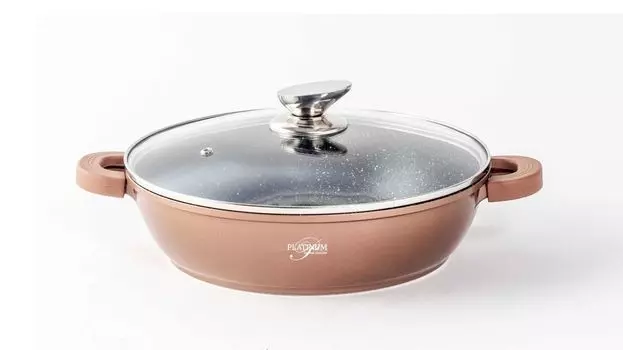 Сервировочная кастрюля, кастрюля с крышкой, индукционная, 24см, литой алюминий Platinum Cookware Collection