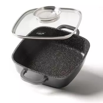 Сервировочная кастрюля STONELINE с крышкой из ароматического стекла, прямоугольная форма, подходит для духовки и индукционной плиты