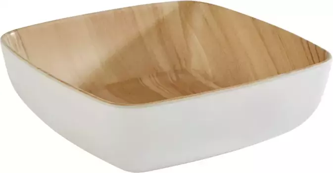 Сервировочная миска APS "Фрида", 1 предмет, меламин, имитация дерева внутри, 16x16 см 16,5х5,5 см, белый