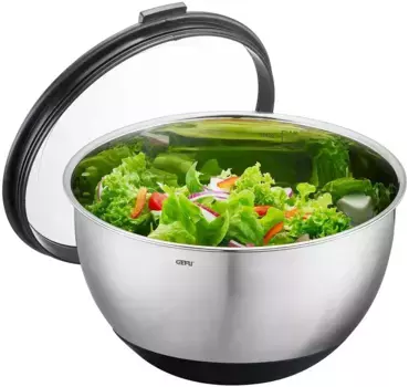 Сервировочная миска GEFU "MUOVO" из нержавеющей стали, включая герметичную крышку для хранения 27 см, цвет Silber