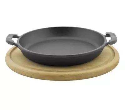 Сервировочная сковорода эмалированная сковорода 18 см деревянная подставка чугунная чугунная сковорода сотейник эмалированная Biol