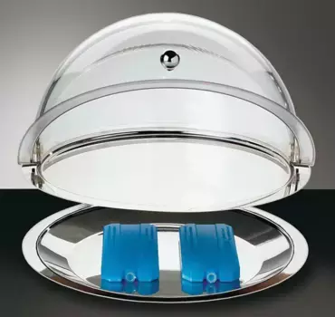 Сервировочная тарелка APS "Thermo-Set", простая в использовании, изящный дизайн, время охлаждения 6 часов, 38 см, серебристый