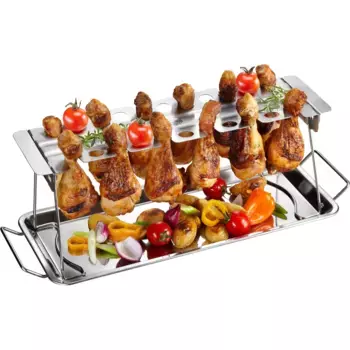 Сервировочная тарелка GEFU «держатель куриной ножки», (держатель куриной ножки), барбекю, цвет silberfarben