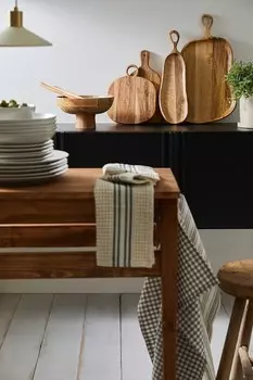 Сервировочная тарелка из дерева манго H&M, бежевый