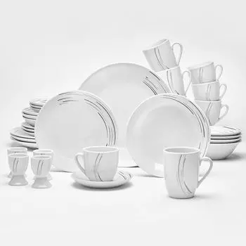 Сервировочный набор комбинированный, Монреаль (32 предмета), фарфор, на 6 персон Van Well, белый