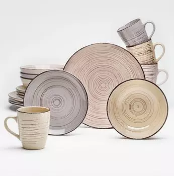 Сервировочный набор комбинированный, Сервиз Роял (16 предметов), на 4 персоны, фаянс, декор мазок Van Well