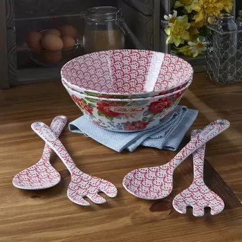 Сервировочный винтажный набор The Pioneer Woman 6 предметов, розовый