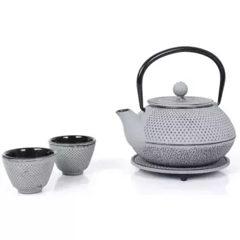 Сервиз ECHTWERK чайный, (набор, 4 предмета), винтажный дизайн, 0,8 л, чугун, съемное сито, серый