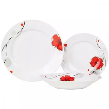 Сервиз на 18 предметов, набор столовой посуды, обеденный сервиз на 6 персон, обеденный сервиз, набор тарелок, фарфор PRIMA DECO