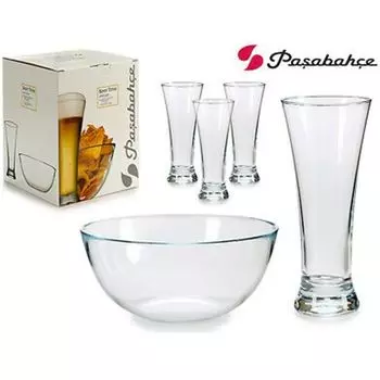 Сервиз-набор 5 шт. стеклянная чаша 22 см + 4 бокала для пива, паба, аперитива-бара TrAdE Shop Traesio