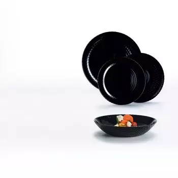 Сервиз обеденный на 6 персон, набор посуды Дивали гранитный, 18 предметов. ЛЮМИНАРК LUMINARC, черный