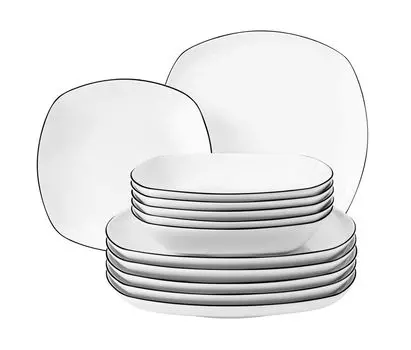 Сервиз Seltmann Weiden Lido Black Line квадратный обеденный, 12 предметов, черный