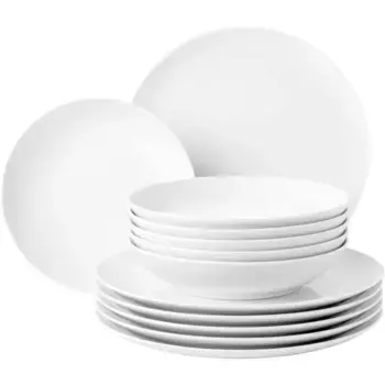 Сервиз Seltmann Weiden «Набор посуды Liberty» (набор, 12 предметов, 6 тарелок около 27,5 см) 6 суповых тарелок круглые 21 см), посуда, набор тарелок, белый, производство Германия, 12 предметов, на 6 человек