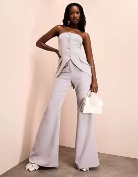 Серые элегантные расклешенные брюки узкого кроя ASOS
