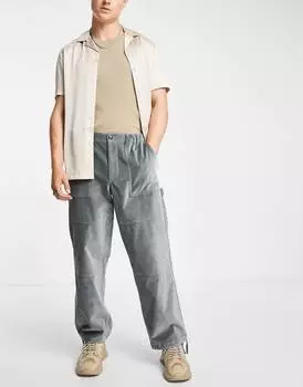 Серые бархатные брюки широкого кроя ASOS DESIGN