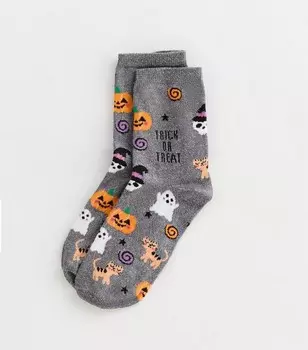Серые блестящие носки Halloween Trick or Treat New Look, темно-серый