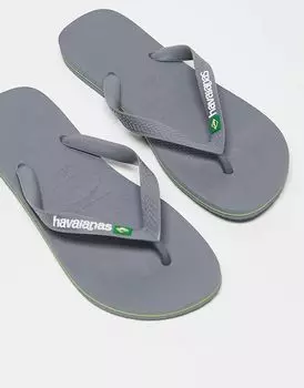 Серые босоножки с ремешками Havaianas Brasil с логотипом