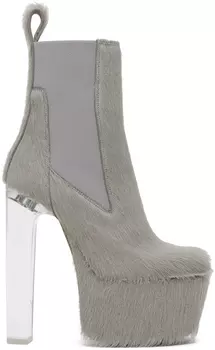 Серые ботильоны Beatles на платформе Rick Owens