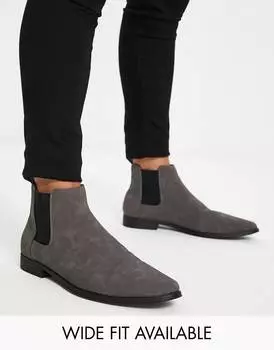 Серые ботинки челси из искусственной замши ASOS DESIGN