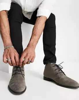 Серые ботинки из искусственной замши ASOS DESIGN
