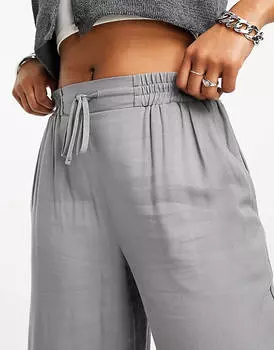 Серые брюки без застежек ASOS DESIGN