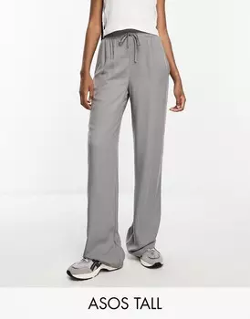 Серые брюки без застежки ASOS DESIGN Tall