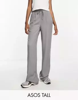 Серые брюки без застежки ASOS Tall