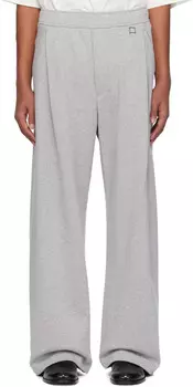 Серые брюки для отдыха из хлопка с одной защипкой WOOYOUNGMI