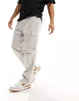 Серые брюки карго из рипстопа Pull&Bear