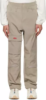 Серые брюки карго с карманами на молнии 424