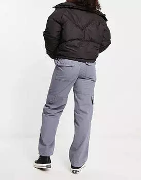 Серые брюки-парашюты оверсайз Pull&Bear