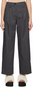 Серые брюки с драпировкой и складками GANNI