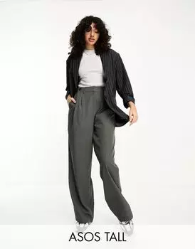 Серые брюки с двумя пуговицами ASOS DESIGN Tall