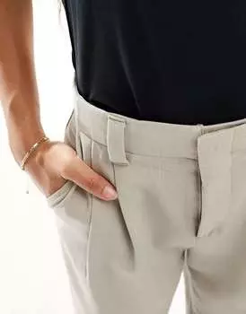 Серые брюки с поясом Stradivarius Petite