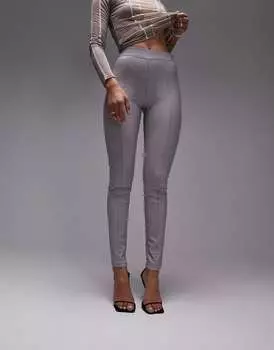 Серые брюки скинни из искусственной кожи Topshop Tall