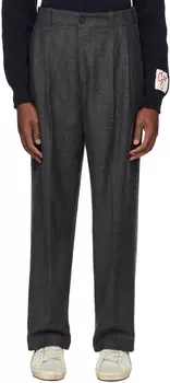 Серые брюки со складками Меланж темный Golden Goose
