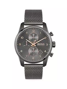 Серые часы Skymaster из нержавеющей стали с хронографом и браслетом HUGO BOSS, серый