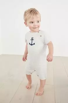 Серые детские комбинезоны с вязаным якорем The White Company, серый