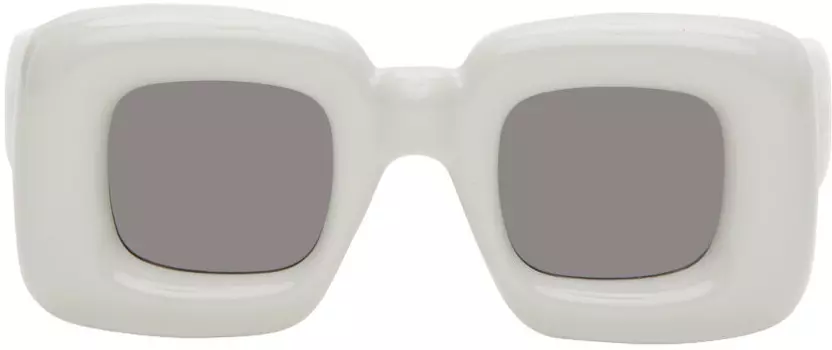 Серые дутые прямоугольные солнцезащитные очки LOEWE