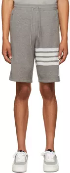 Серые двусторонние вязаные шорты с полосками 4 Thom Browne