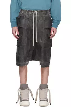 Серые джинсовые шорты Hollywood Creatch Cargo Pods Rick Owens DRKSHDW